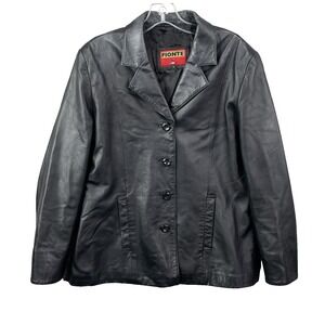 Fionte Italian Leather Jacket Women's Large Y2k Moto Chic Corpcore 90's Classic